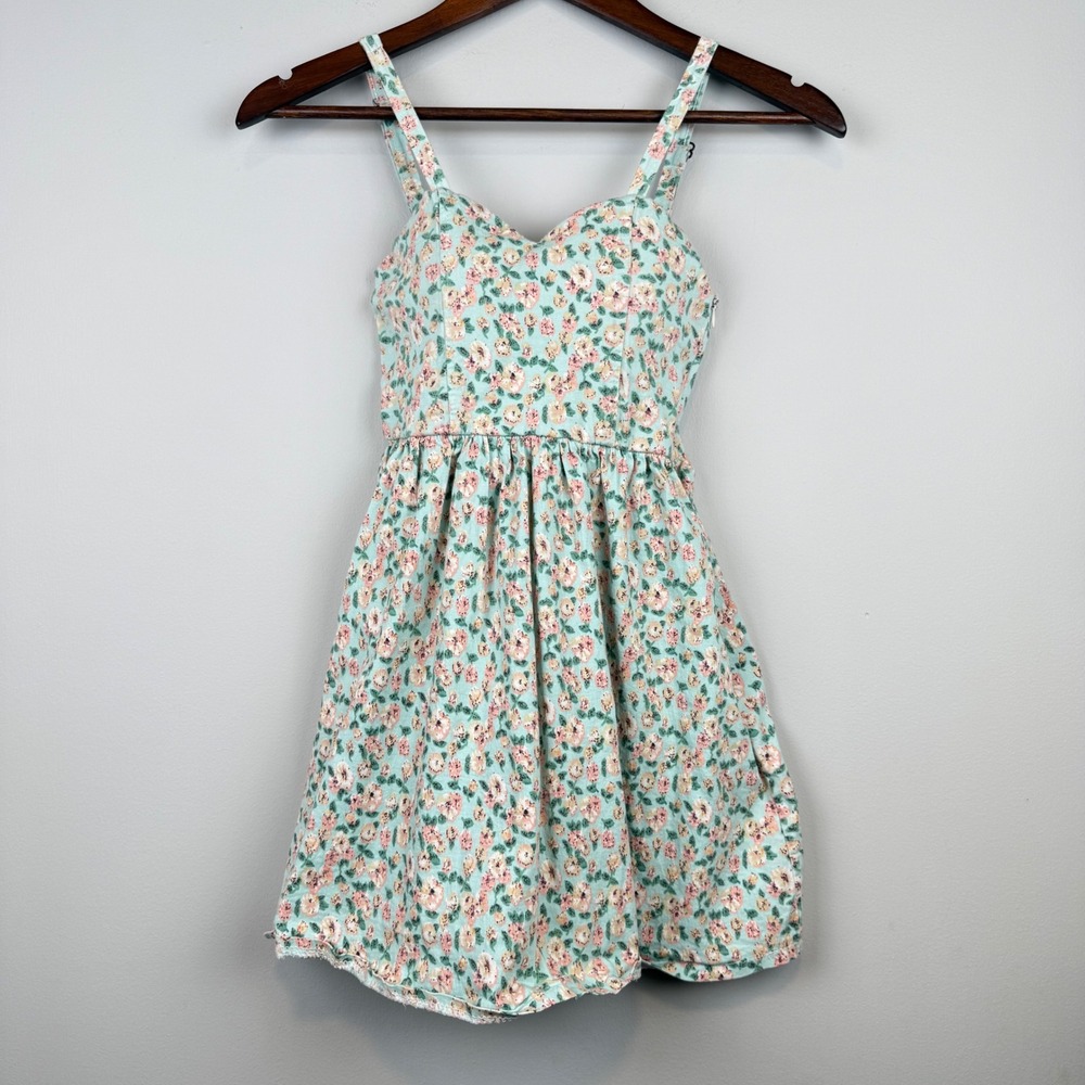 Y2K Babydoll Floral Mini Dress M Sweetheart Cutout Cottagecore Coquette Fairy